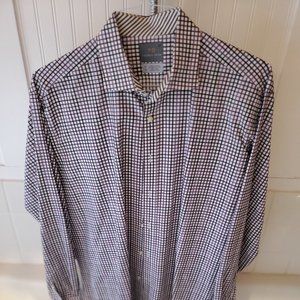 Thomas Dean XL Dress Shirt Black and Purple Checked
